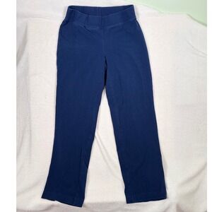 Lands End Starfish Knit Pants Womens M 10-12 Navy Straight Leg Stretch 416134